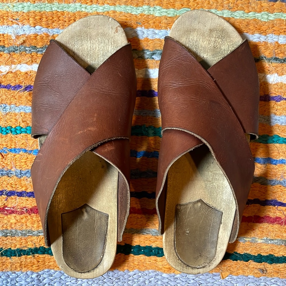 No. 6 Frieda clog brown chestnut leather size 42